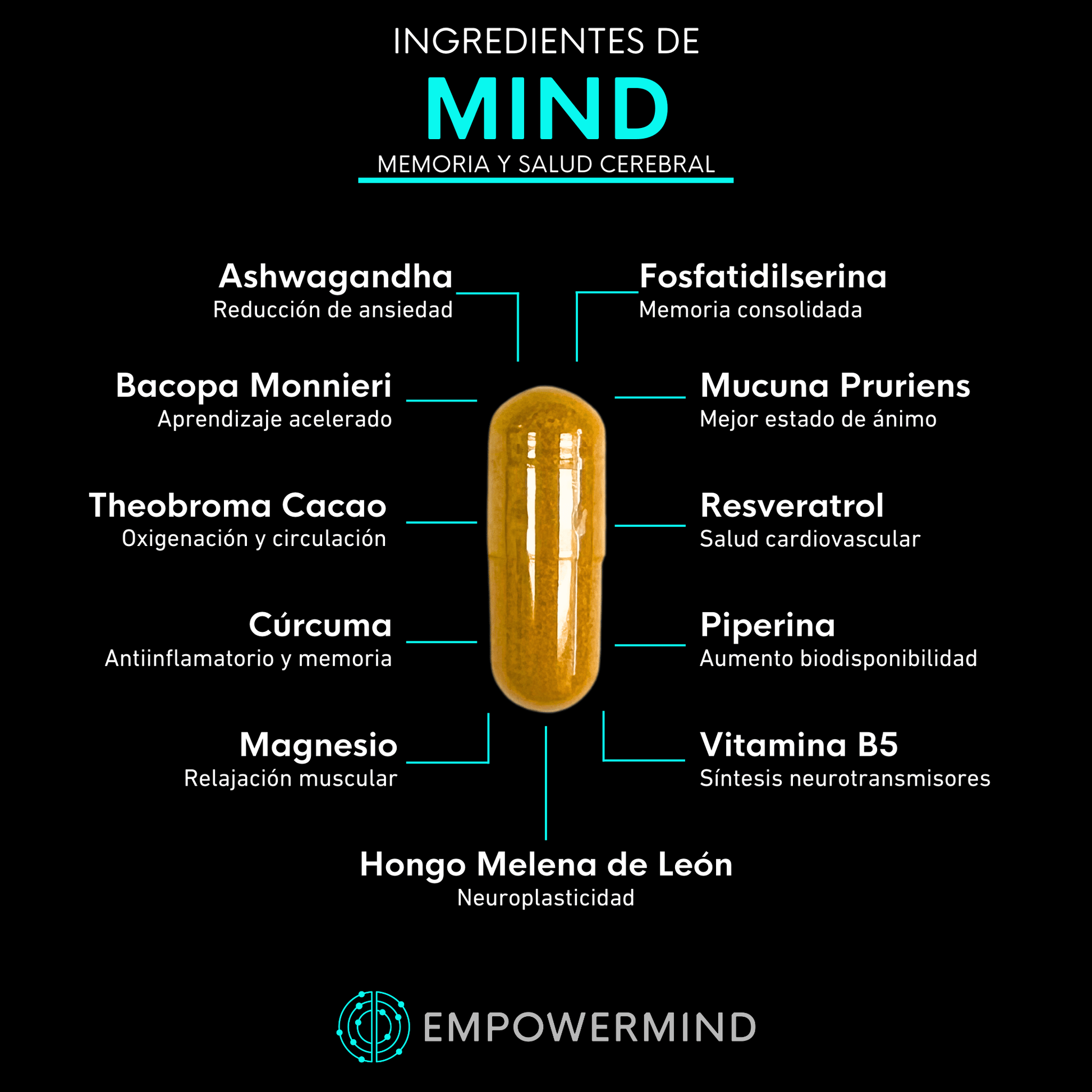 POWER + MIND - Empowermind Nootrópicos strips zenergy nootropicos premium vitaminas para el cerebro